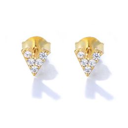 Stud Fulsun simple minimalist Cute V letter Jewellery psj 925 Sterling silver 14k gold plated bling Cubic Zircon Stud Earrings for girl Q240517