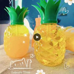 Mugs Safe And Healthy Plastic Cup Fruit Cartoon Creative Pineapple Children Milk Tea Ins Style Beverage Juice Milkshake