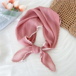 Scarves Korean Spring Women's 60cm Twill Silk Imitation Wagon Flower Professional Decoration Small Square Scarf Headband