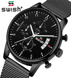 SWISH 2019 Top Brand Luxury Mens Watches Waterproof Stainless Steel Wristwatch Mens Chronograph Casual Quartz Watch SH1909291961639