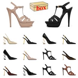 2024 New Fashion Platform Leather Lady High Heels Sandals Famous Designer Women Luxury Heel Bottoms Slides Classics Suede Party Wedding Slingback Leopard Slippers