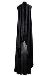 Men nightclub DJ singer hip hop punk rock long vest linen cape mens sleeveless cloak jacket gothic style black colete masculino2256600