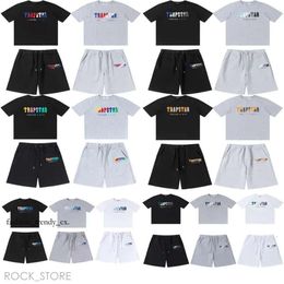 Trapstar Designer Rainbow Towel Embroidery Decoding Tshirts Mens T Shirt Shorts 2 Piece Sets Men's Black White Round Neck T-Shirt Trapstar Tracksuit 210