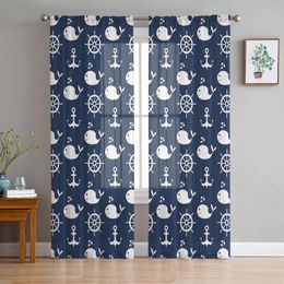 Curtain Anchor Whale Rudder Sheer Curtains For Living Room Decoration Window Kitchen Tulle Voile Organza