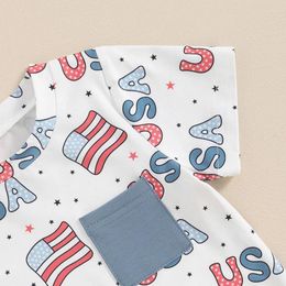 Clothing Sets 4th Of July Baby Boy Outfits Flag Printed T-Shirt Jogger Shorts Set Independence Day Infant Toddler Summer Clothes