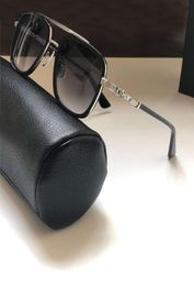 Attitude Square Sunglasses Black Silver Grey Shades Mens Sunglasses occhiali da sole Sun Glasses with Box1429756