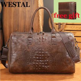 Duffel Bags WESTAL Croco Designer Travelling Bag For Men Large Carry-on Luggage Duffle Travel Totes Men's Shoulder Sport Weekend