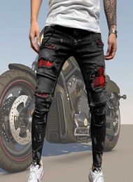 Men039s Ripped Skinny Jeans Slim Locomotive Hole Pencil Pants Zipper Biker Hip Hop Denim pants Jogging Street Clothes Man X06216314683