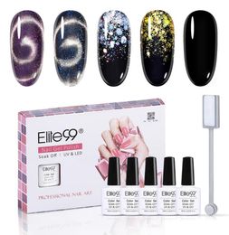 Elite99 5 Pieceslot Birthday Gift Set Shimmer Cat Eye Gel Nail Polish Glitter Sequins LED UV Nails Gel Nail Art Manicure Set1518408