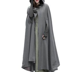 Women Oversized Retro Irregular Long Poncho Cape Trench Cloak 2018 Autumn Winter Hooded Coat Button Open Front Cardigan Overcoat3493570