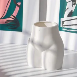 Vases White Color Ceramic Flower Vase Creative Human Body Planter