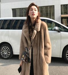 Women039s Fur Faux Winter Mink Coat Turn Down Collar Loose Warm Plush Fake Long Jacket Lady Outwear High Quality Overcoat2093886