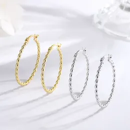 Stud Earrings "Silver Bean Chain Circle" Women's Made Of Pure 925 Silver With Exaggerate Huge Size Cool Style For Weekend Crazy Party
