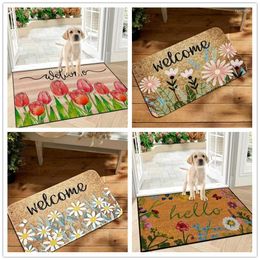 Carpets 1Pc Floral Pattern Entryway Themed Mat Non-slip Floor Rug Beautiful Home Decore Carpet For Living Room Bedroom Bathroom Kitchen