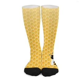 Women Socks Bumble Bees Stockings Cute Honeycomb Print Custom Funny Winter Anti Skid Girls Outdoor Warm Soft