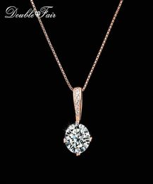 Double Fair Style Chain Necklaces Pendants SilverRose Gold Colour Fashion Cubic Zirconia Wedding Jewellery For Women DFN4263446334