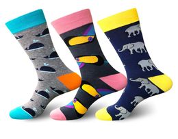 PEONFLY Funny Cotton Men039s Socks Elephant Dolphin Warm Skate Harajuku Cool Happy Socks for Wedding Christmas Gift7828379