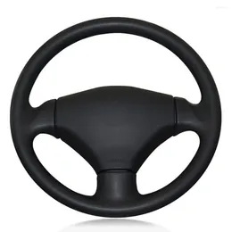 Steering Wheel Covers Car Cover Hand-stitched Black Artificial Leather For 206 2003-2006