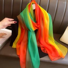 Scarves Summer Long Silk Satin Scarf Shawl Wraps Female Fashion Print Sunscreen Beach Stoles Hijab Pashmina Bufanda Ladies Head