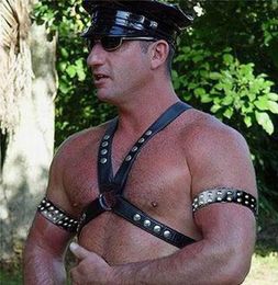 New Male Bondage Harness Adjustable Pu Leather Belt Tights Arm Strap Restraints Erotic Bandage Adult BDSM Sex Toy3045240