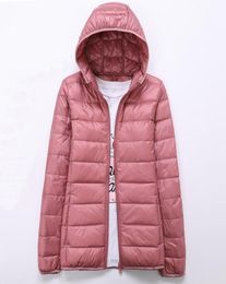 Spring Autumn Womens Jackets Ultra Thin Super Light Fashion Ladies Down Coats Red Pink Black Female Hooded Jacket Coats 4XL 2010075525827