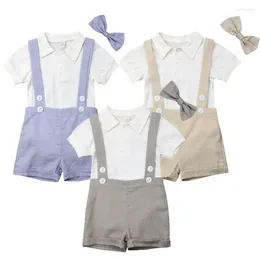 Clothing Sets Infant Baby Kids Boy Romper Tops Pants Gentleman Outfits Summer Clothes 3PCS Set