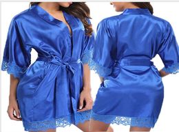 Mixed Colours Women sexy Nightwear Satin Lace Lingerie Sleepwear Robes Intimate night Gown Robes Kimono Exotic Apparel Babydoll7254864
