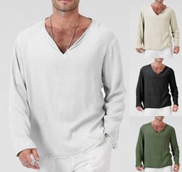 EBaihui 2021 European American Mens White T shirts New Solid Colour Tshirt Summer Cotton and Linen Men039s Casual Tshirt Long9567567