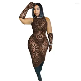 Casual Dresses Ladies Nightclub Hipster Dress Summer Sexy Leopard Glove Sleeve O-Neck Skinny