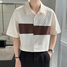 Men's Polos Shirts Men Korean Style Summer Casual Loose Turn-down Collar Chic Short Sleeve Youthful Daily Fashionbale Design Students Cozy