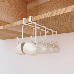 Kitchen Storage Punch-Free Mug Coffee Cup Rack Cookware Shelf Home Hanging Under Cabinets Metal Drying Organize Holders