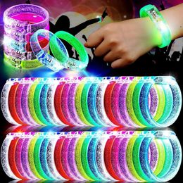 5102050 Pcs LED Light Up Wristbands Neon Glowing Bangle Luminous Glow in The Dark Party Supplies for Kids Adults 240510