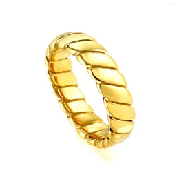 Cluster Rings ASONSTEEL Size 6-8 Trendy Twist Cutting Round Gold Color Stainless Steel For Women Girl Fashion Jewelry Simple Style Party