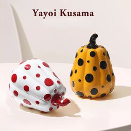 Yayoi Kusama Wave Point Pumpk Abstract Statue Ornaments Room Decor Resin Figurine Desk Adornment Home Decoration Gift Modern 240516