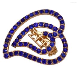 Brooches Fashion Metal Love Heart Blue Crystal Sigma Gamma RHO Brooch Greek Letter SGRHO Symbol Sorority Lapel Pin Jewellery For Gift