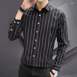 Men's Dress Shirts Male Striped Formal For Office Graphic Shirt Blue Social Summer Fashion Man 2024 Korean Style Sale Trendyol I