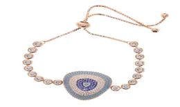 Rose Gold Color Adjustable Chain Greek Turkish Evil Eye Charm Bracelet For Women Men Party Christmas Kpop Gift Supplies Aesthetic 7121112