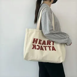 Totes Large Capacity Canvas Tote Bag With Zipper Print Letter School Bags Women Shopping Beach Student Handbag