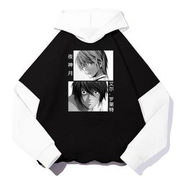 Men039s felpa con cappuccio felpe divertenti anime death nota uomo cartone animato di moda yagami light l lawliet occhi stampato inverno loos casual loos9110284