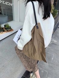 Shopping Bags Miyake Pleated 2024 Women's Bag Simple Lightweight Folding Canvas Shoulder Fashion Through Diamond Plaid Handbag