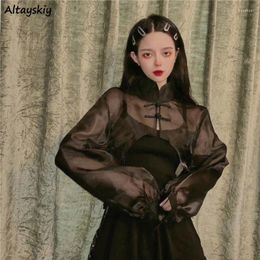 Women's Jackets Cropped Sheer Women Sun-proof Coat Sexy Elegant Chinese Style Stand Collar Fashion All-match High Street Simple Mujer