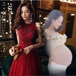 Party Dresses Wine Champone Long Sweat Pregnant Lady Girl Women Princess Bridesmaid Banquet Ball Prom Dress Gown