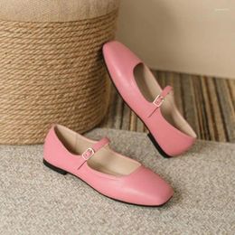 Casual Shoes 2024 Spring Retro Women Flat Heel Fashion Square Toe Ladies Mary Jane Slingback Shallow Ballerina 35-44