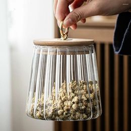 Storage Bottles Striped Glass Jars With Lids Spices Container Transparent Sealed Tea Cereals Dispenser Cookie Kitchen Accessories