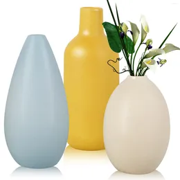 Vases 3Pcs Ceramic Vase Home Decoration White Blue Flower Pot Plants Basket Nordic Wedding Decorative For Dining Table Bedroom