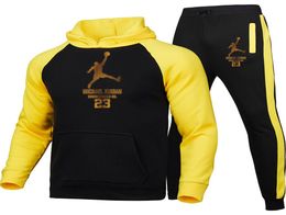 New 2 Pieces Sets Tracksuit Power Print Men Hooded Sweatshirt Pants Pullover Hoodie Sportwear Suit Casual Sports Men Clothes1611597