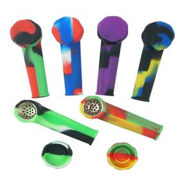 10pcslot Heat Resistant Smoking Hand Pipe Kit Spoon Shape Silicone Bong For Dry Herb8852717