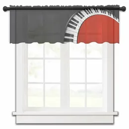 Curtain Red And Black Piano Keys Kitchen Sheer Curtains Tulle Short Bedroom Living Room Voile Drapes Home Decor