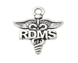 Whole Antique Silver Plated Fashion Alloy Medical Charms RDMS Caduceus Symbol Charms 1923mm 50pcs AAC19806361405