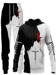 Jesus 3d Lion Printed Hoodie Pants Two Piece Set Tracksuit Men Women Hooded Sweatshirts Autumn and Winter Men039s Clothing Su7603175